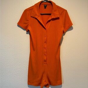 Short Sleeve Orange Romper